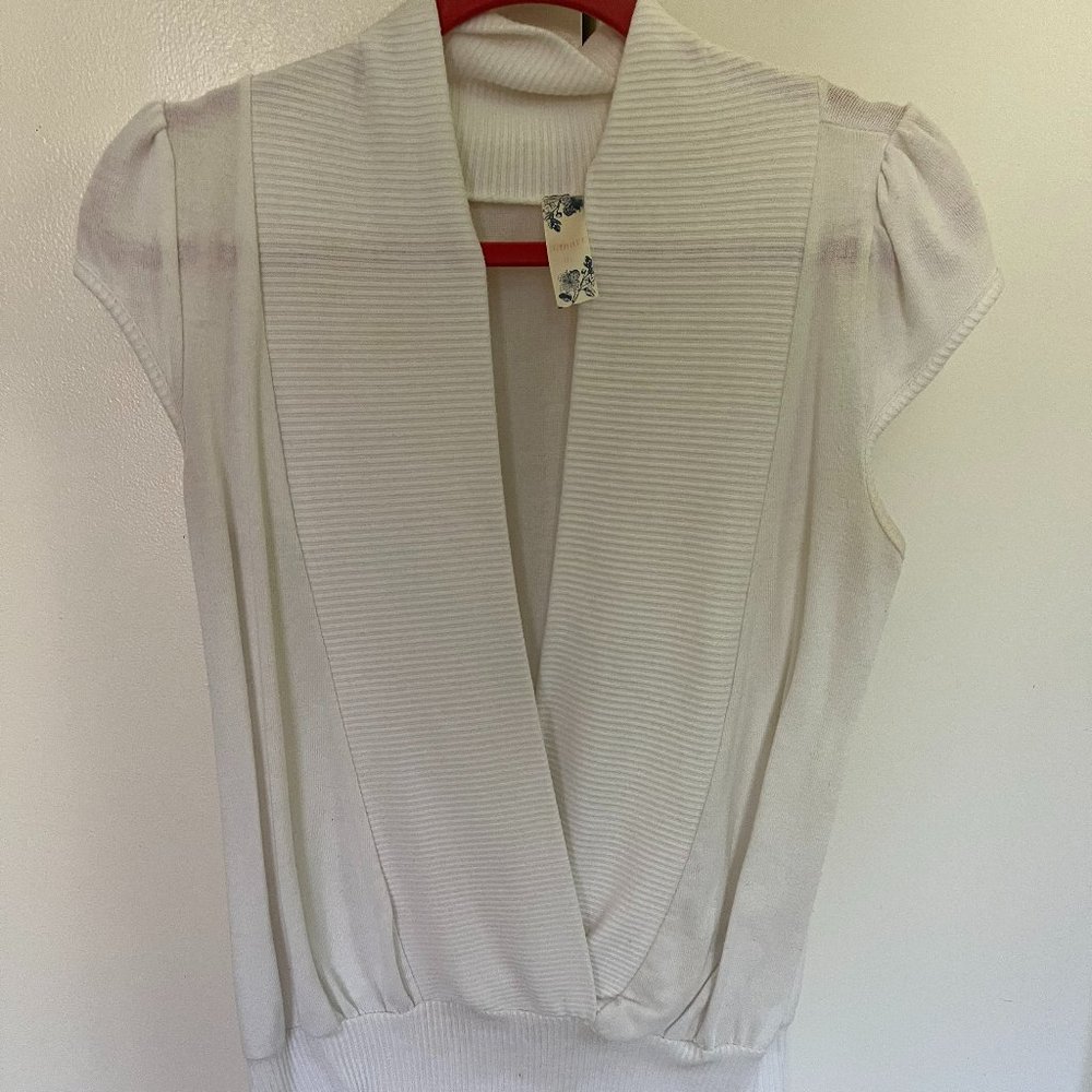 White Open Front Short Sleeve